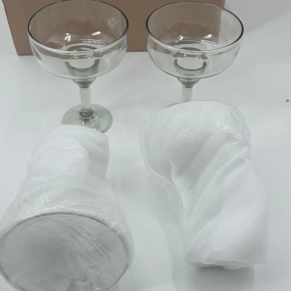 Elegant Clear Glass Margarita Glasses Set 4 Piece NEW